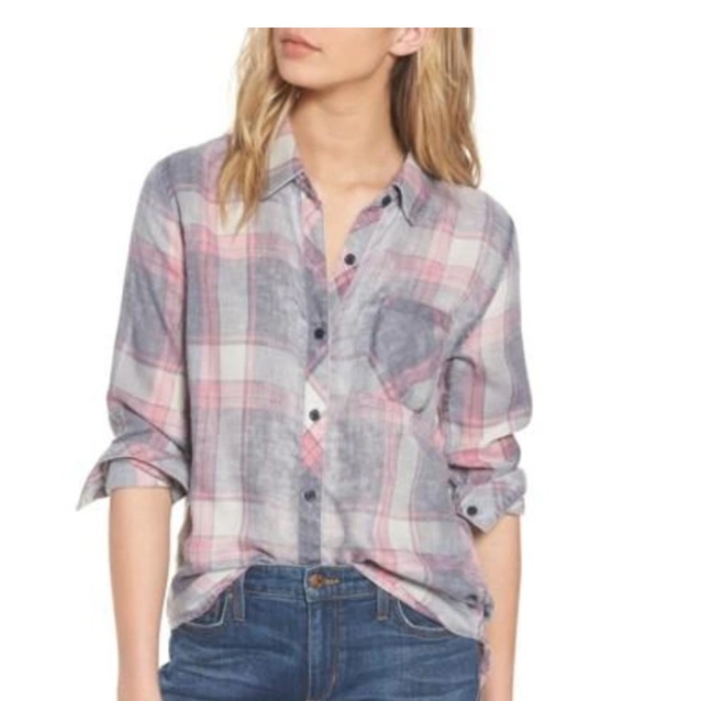 Rails Hunter Plaid Shirt in Storm Pink Cloud Wash